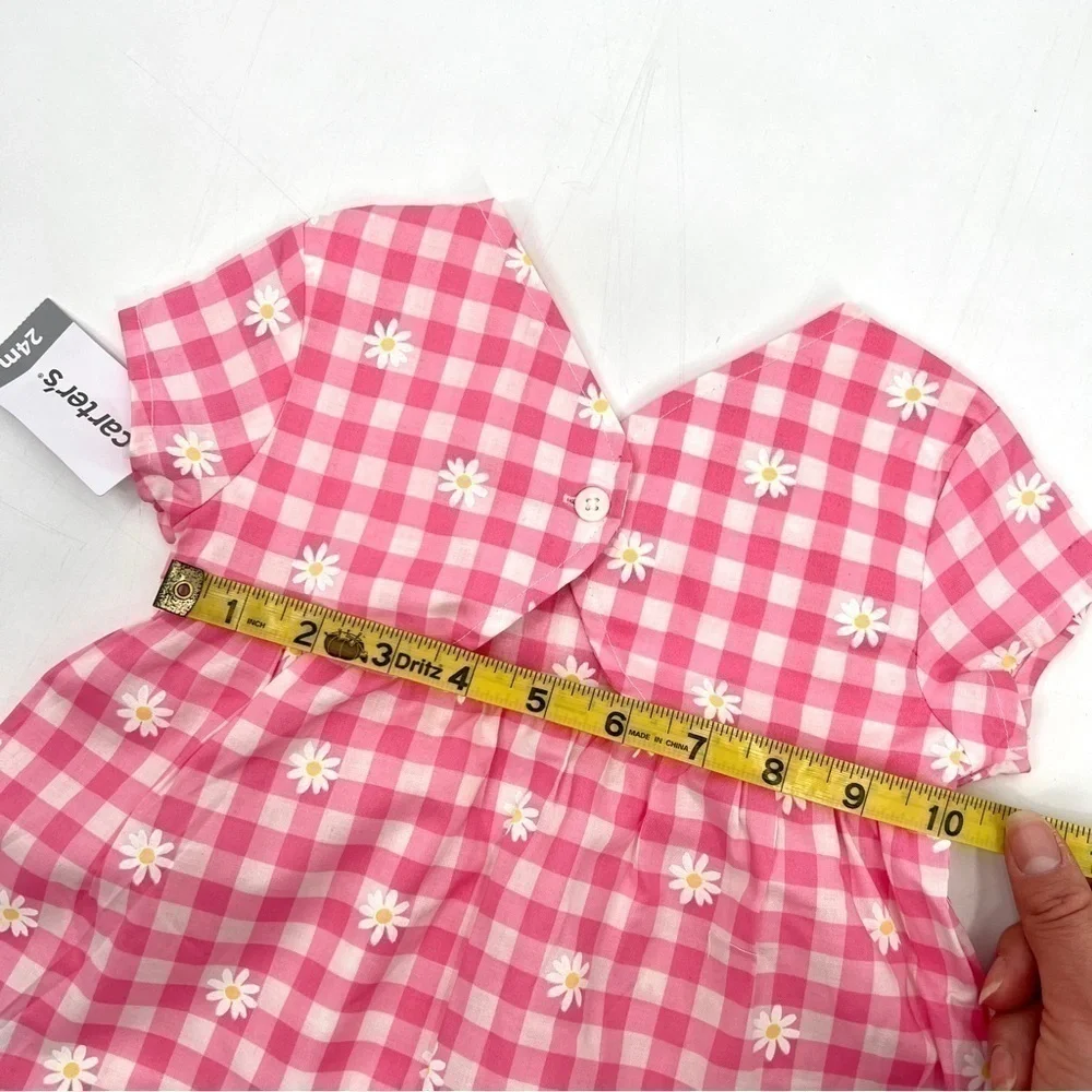 NWT CARTER'S Girl's Pink & White Gingham Checkered Lightweight Blouse Size 24M